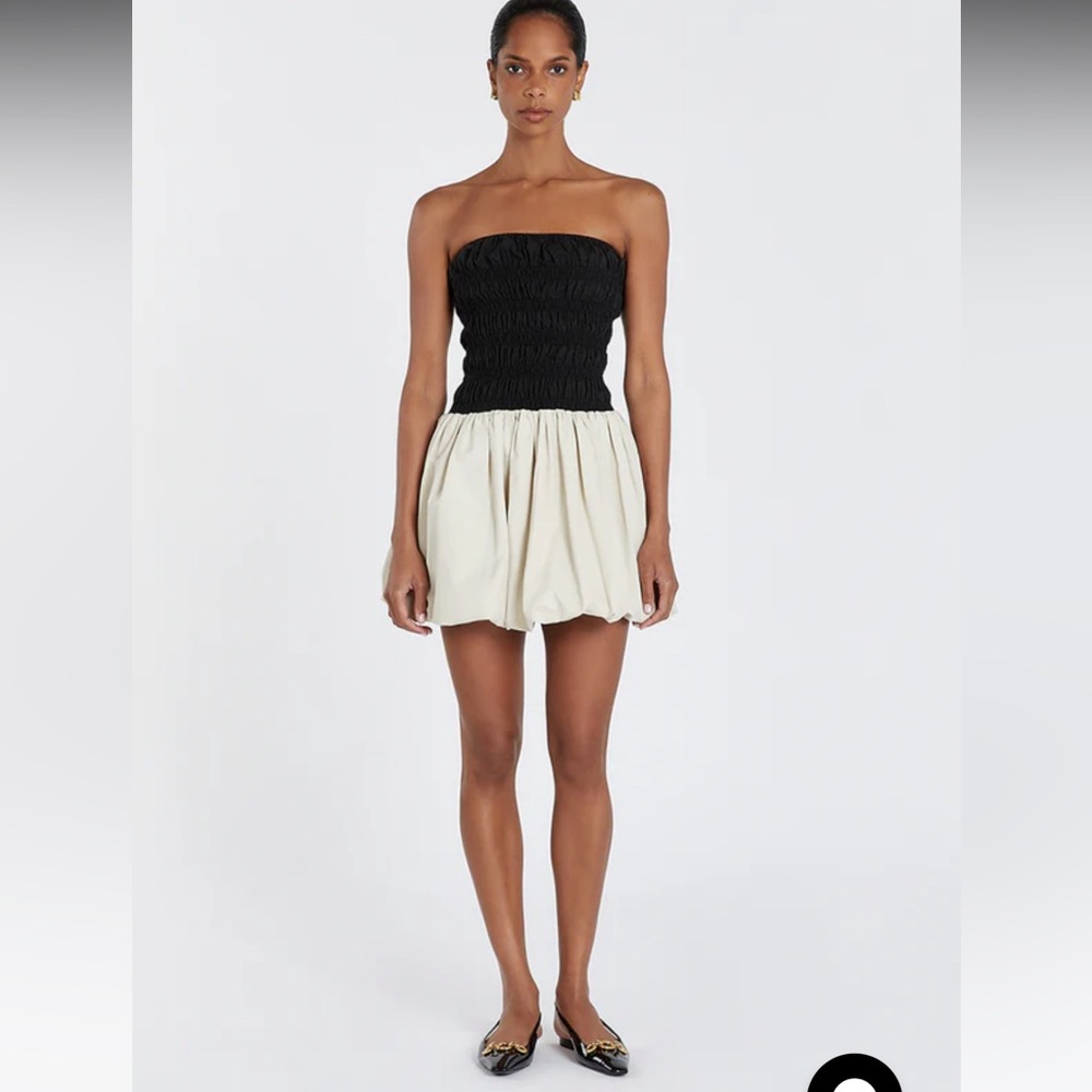 DISSH Black and Cream Strapless Mini Dress
